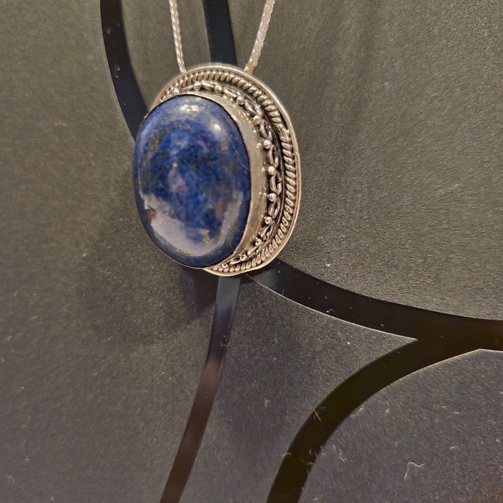 LAPIS  LAZULI  STERLING  SILVER  PENDANT - Picture 5 of 8